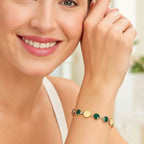 Malachite Gem Alternating Bracelet in 14K Yellow Gold (5.00 mm)