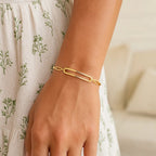 14k Yellow Gold High Polish Open Curved Paperclip Bracelet (3.30 mm)