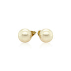 14k Yellow Gold Freshwater Cultured White Pearl Stud Earrings (7mm)
