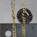 14k Yellow Gold 7 inch Figaro Chain Bracelet with Heart (4.50 mm)
