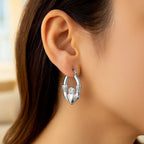 14K White Gold Claddagh Symbol Hoop Earrings