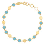 Turquoise Composite Gem Alternating Bracelet in 14K Yellow Gold (5.00 mm)