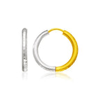 Hammered Hinge Tube Hoop Earrings in 14k Two-Tone Gold(2.5x15mm)
