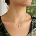 14k Rose Gold 17 inch Necklace with Round White Topaz