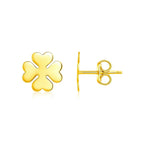 14K Yellow Gold Four Leaf Clover Earrings(10mm)