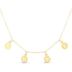 14k Yellow Gold Love Necklace with Circle Drops