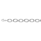 Textured Oval Link Bracelet in 14k White Gold (8.60 mm)