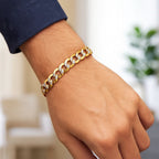 14k Two Tone Gold Pave Curb Bracelet (9.70 mm)