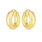 14k Yellow Gold Medium Puffy Hoops