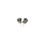14k White Gold Stud Earrings with Black Faceted Cubic Zirconia(5mm)