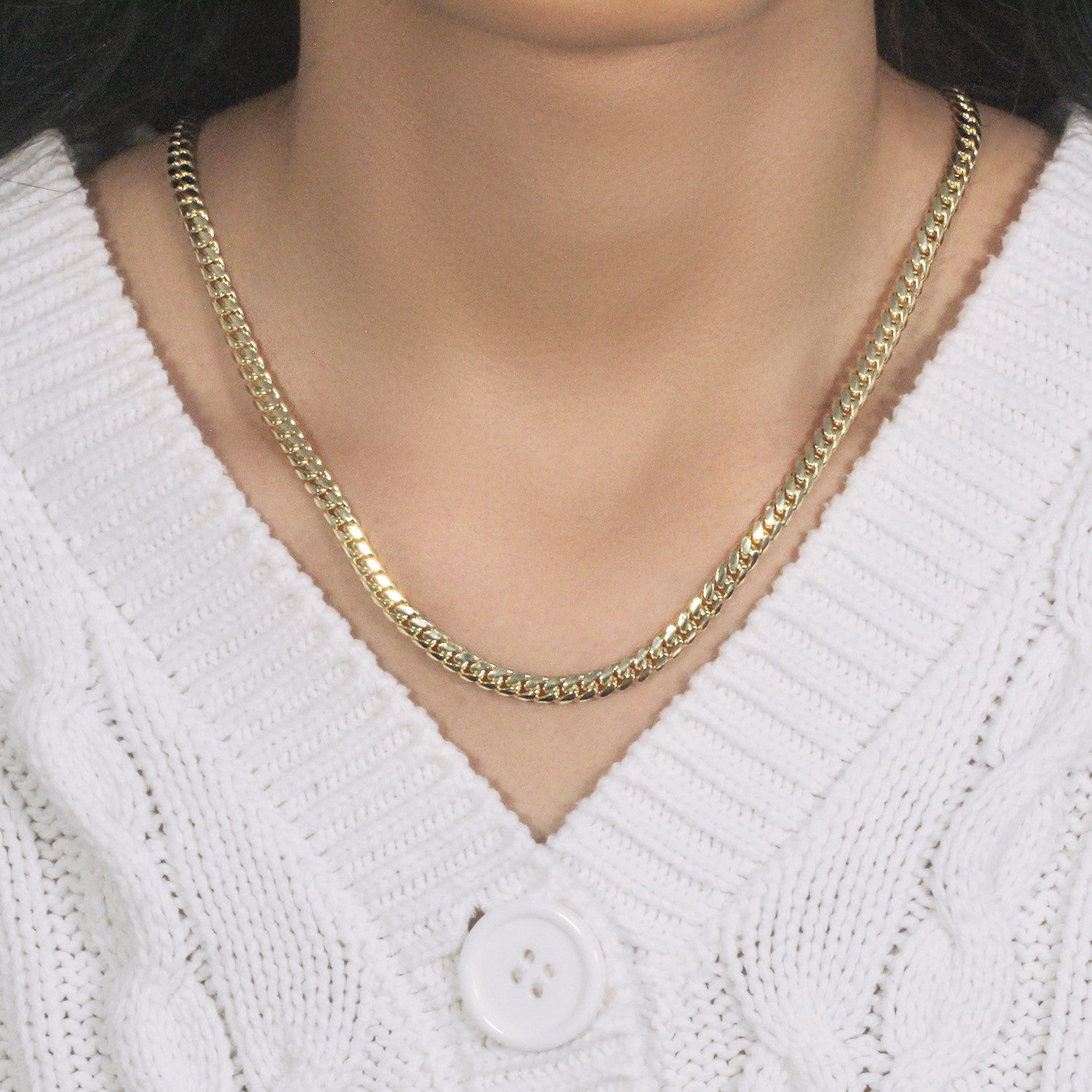 14k Yellow Gold Classic Miami Cuban Solid Chain (4.90 mm)