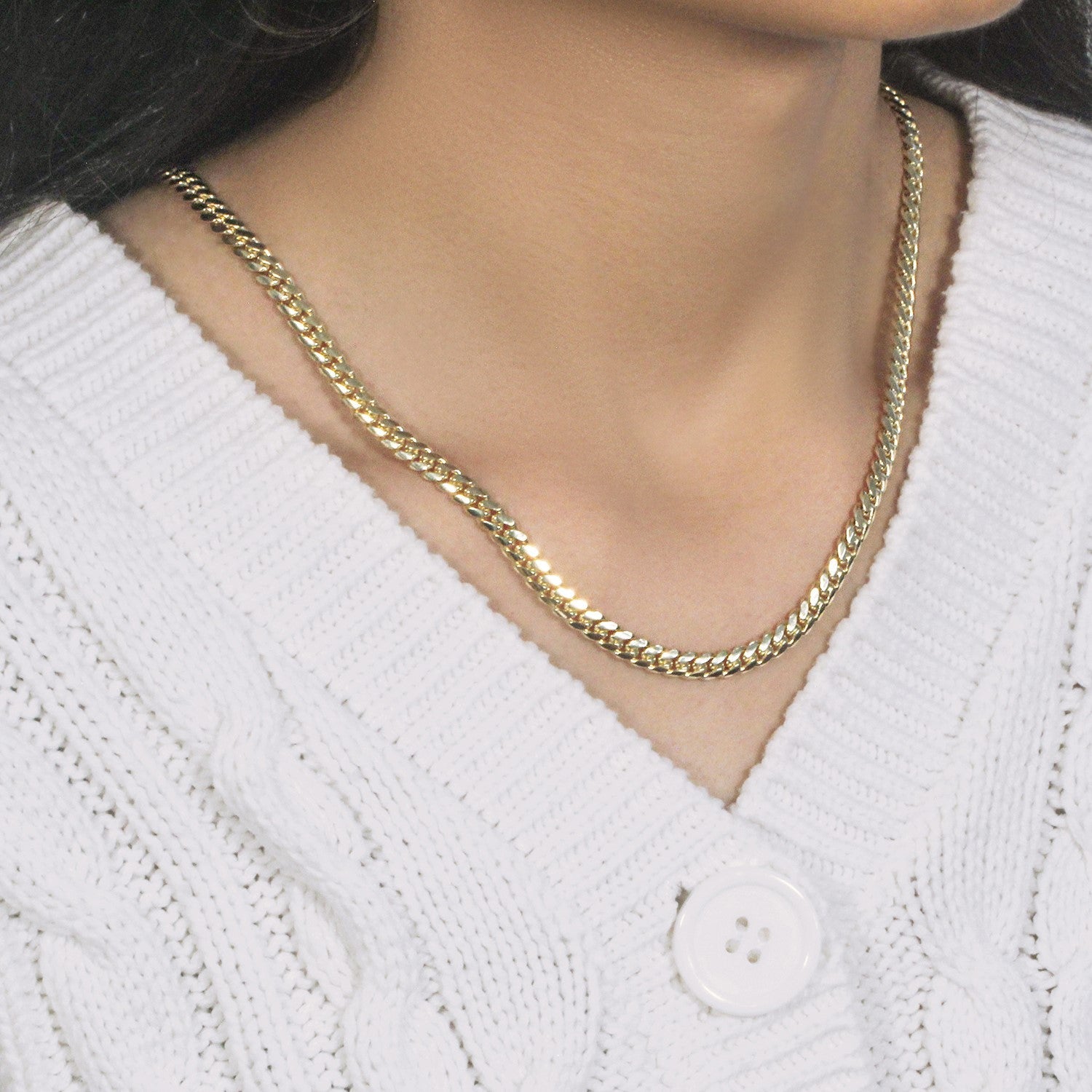 14k Yellow Gold Classic Miami Cuban Solid Chain (4.90 mm)
