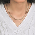 14k Two Tone Gold Pave Curb Chain (4.60 mm)