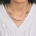 14k Two Tone Gold Pave Curb Chain (4.60 mm)