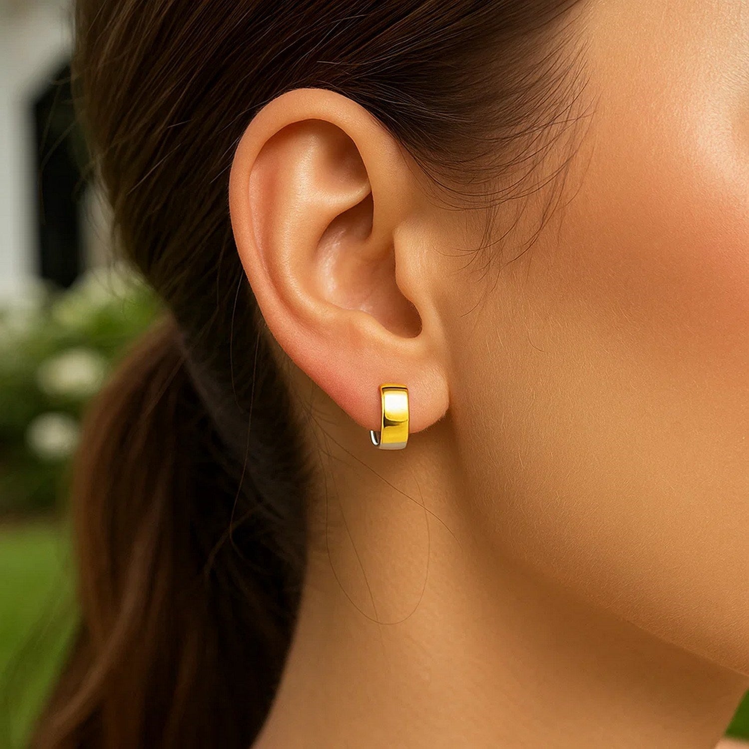 14k Two-Tone Gold Reversible Snuggable Style Earrings