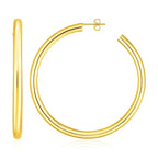 14k Yellow Gold Polished Hoop Earrings(4x50mm)