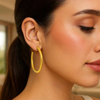 14k Yellow Gold Polished Hoop Earrings(4x50mm)