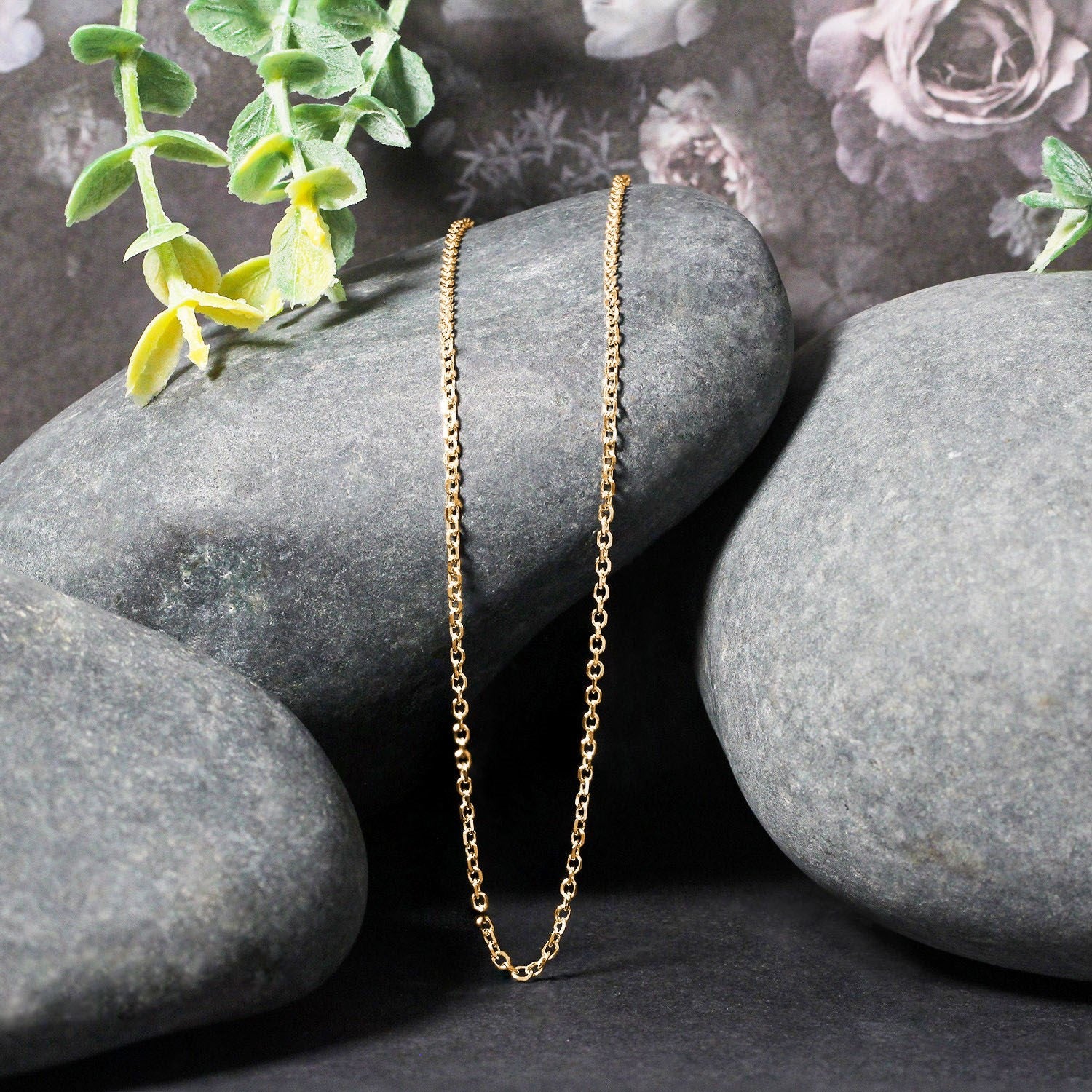 18k Yellow Gold Diamond Cut Cable Link Chain (1.50 mm)