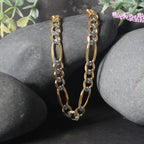 14K Yellow Gold Solid Pave Figaro Chain (7.00 mm)