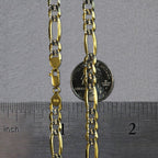 14K Yellow Gold Solid Pave Figaro Chain (7.00 mm)