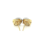 14k Two-Tone Gold Multi-Textured Open Circle Style Entwined Earrings