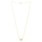 Checkered Butterfly Necklace in 14K Yellow Gold