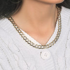 10 mm 14k Two Tone Gold Pave Curb Chain (9.70 mm)