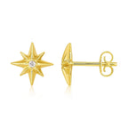 14K Yellow Gold High Polish North Star Diamond Earrings