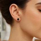 14k White Gold Stud Earrings with Black Cubic Zirconia(4mm)