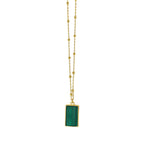 Malachite Geometric Rectangle Necklace in 14K Yellow Gold