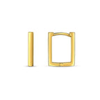 14k Yellow Gold Rectangle Huggie Hoops