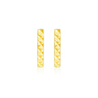 14k Yellow Gold Textured Bar Earrings