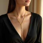 14k Yellow Gold Paperclip Chain Lariat Necklace