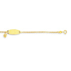 14k Yellow Gold Heart Accented Childrens Cable Chain ID Bracelet (6.35 mm)