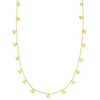 14K Yellow Gold Necklace with Dangling Hearts