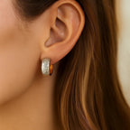 14k Two-Tone Gold Diamond Cut and Interlaced Style Hoop Earrings