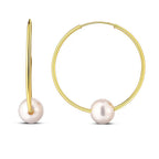 14k Yellow Gold Round Endless Pearl Earring(1x25mm)