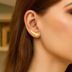14k Yellow Gold Graduated Circles Climber Post Earrings