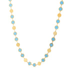 Turquoise Composite Gem Alternating Necklace in 14K Yellow Gold (5.00 mm)