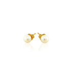 14k Yellow Gold Freshwater Cultured White Pearl Stud Earrings (4mm)
