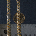 14k Yellow Gold White Pave High Polish Modern Lite Miami Cuban Chain (8.00 mm)