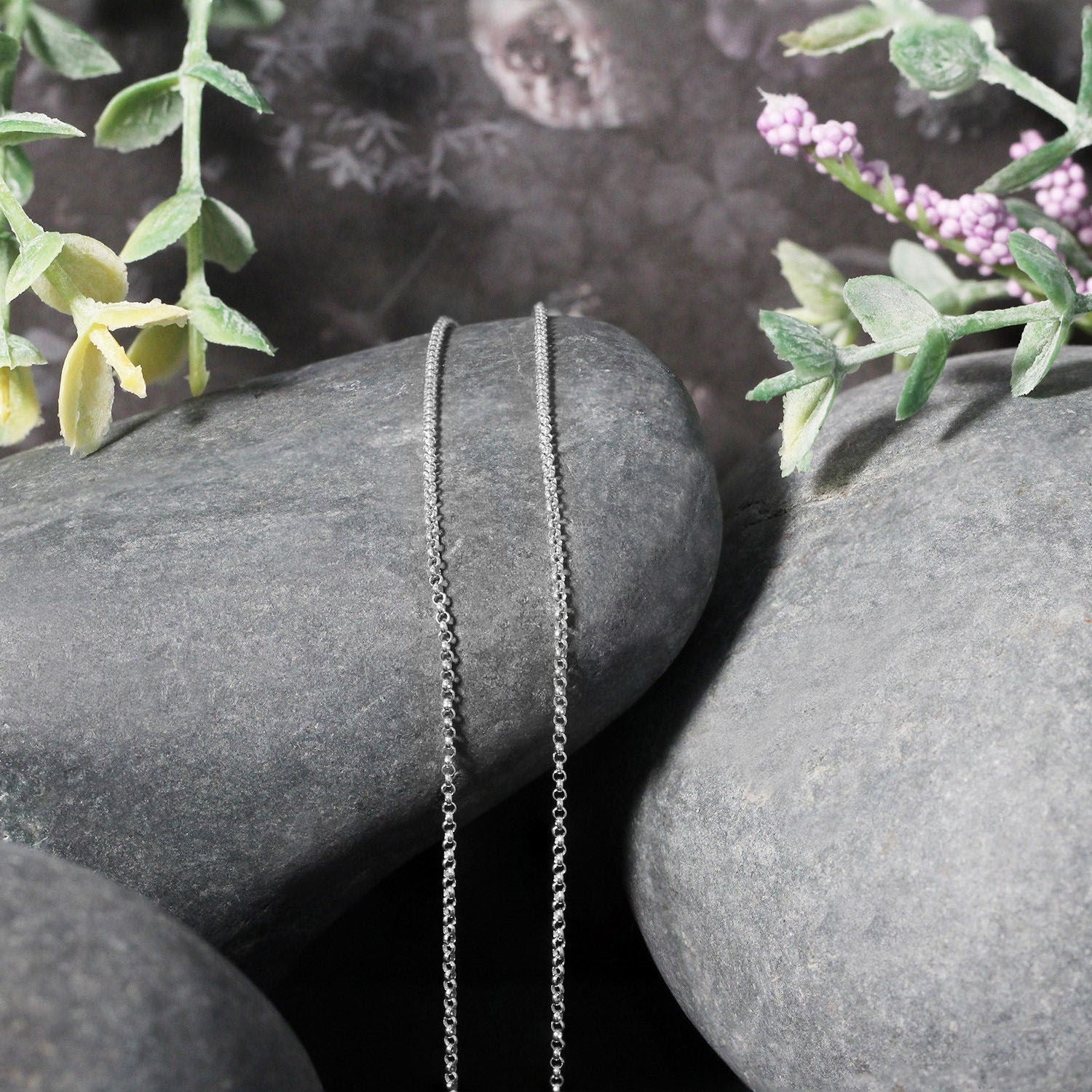 14k White Gold Diamond Cut Rolo Chain (1.10 mm)