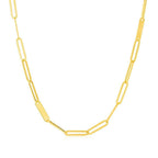 14k Yellow Gold Alternating Paperclip Chain Link and Gold Bar Necklace