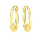 14k Yellow Gold Elongated Oval Hoops