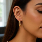 14k Yellow Gold Endless Oval Hoop Earrings(2x25mm)