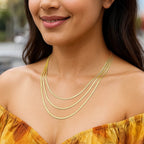 14k Yellow Gold Three Strand Herringbone Chain Necklace