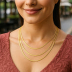 14k Yellow Gold Three Strand Herringbone Chain Necklace
