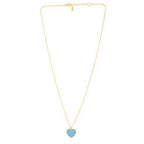 14k Yellow Gold High Polish Heart Turquoise Paste Necklace