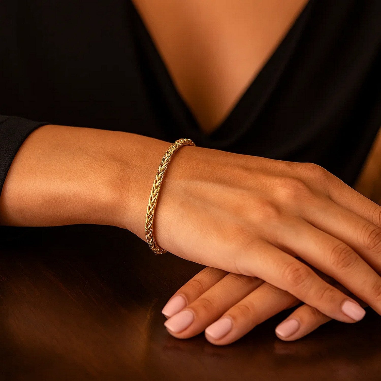 14k Yellow Gold Light Weight Wheat Bracelet (3.20 mm)