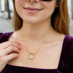 14K Yellow Gold Diamon Oro Circle Necklace